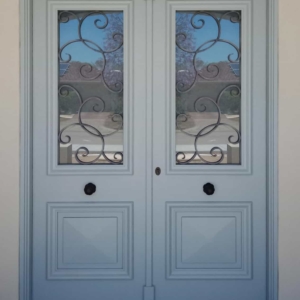 heritage timber entrance door with wrought iron