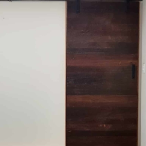 recycled jarrah timber sliding door slide side